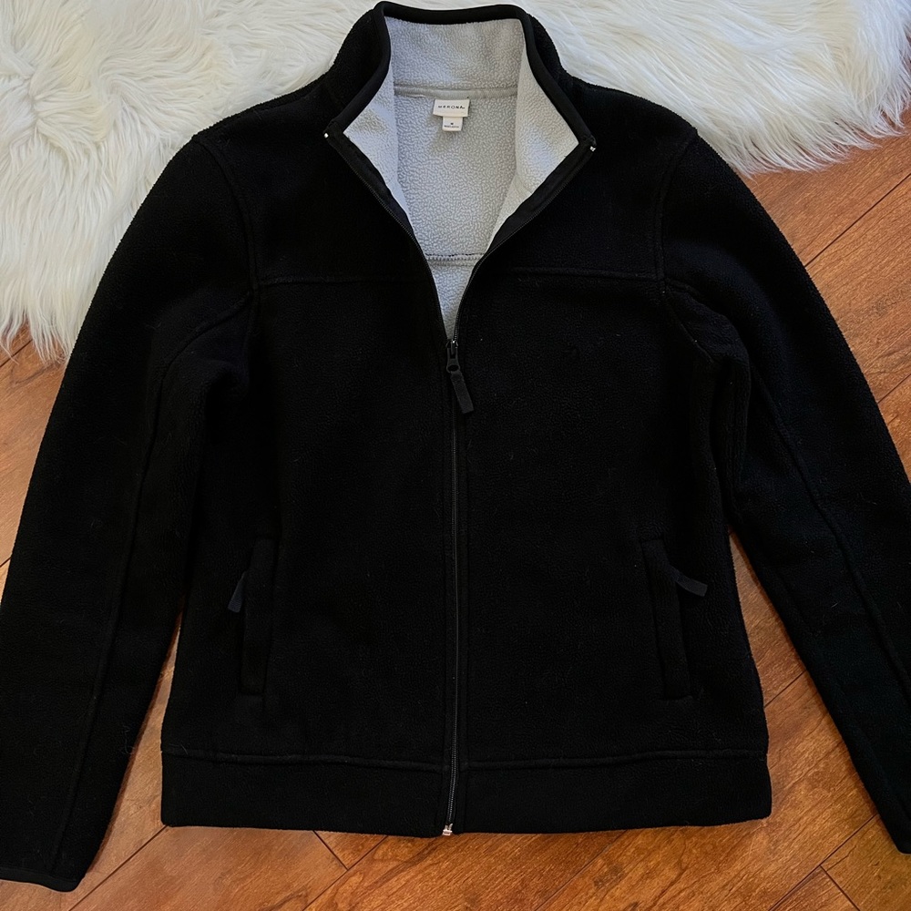 Merona Black Fleece Jacket with Gray Lining